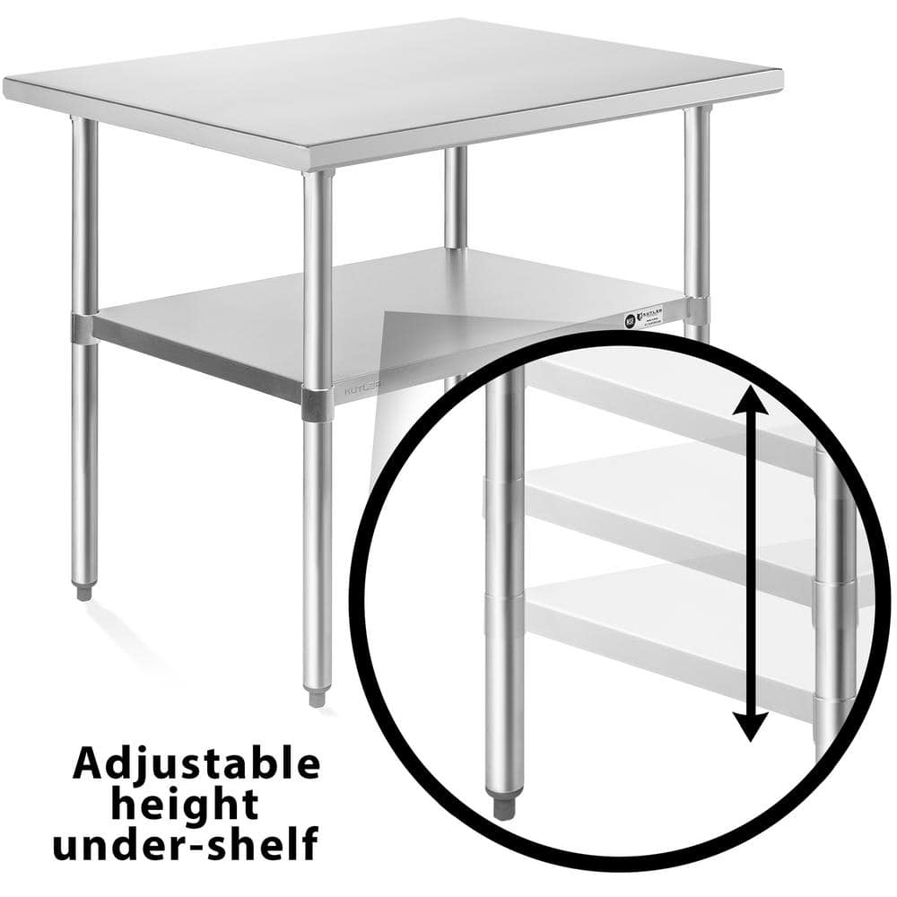 48" Stainless Steel Commercial Kitchen Prep Table with Undershelf