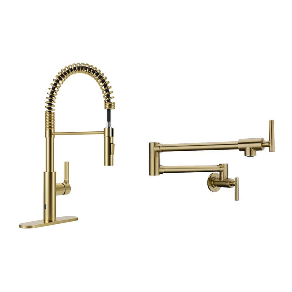 ANZZI Ola Series Brushed Gold 22 in. H Touchless Pull-Down Sprayer