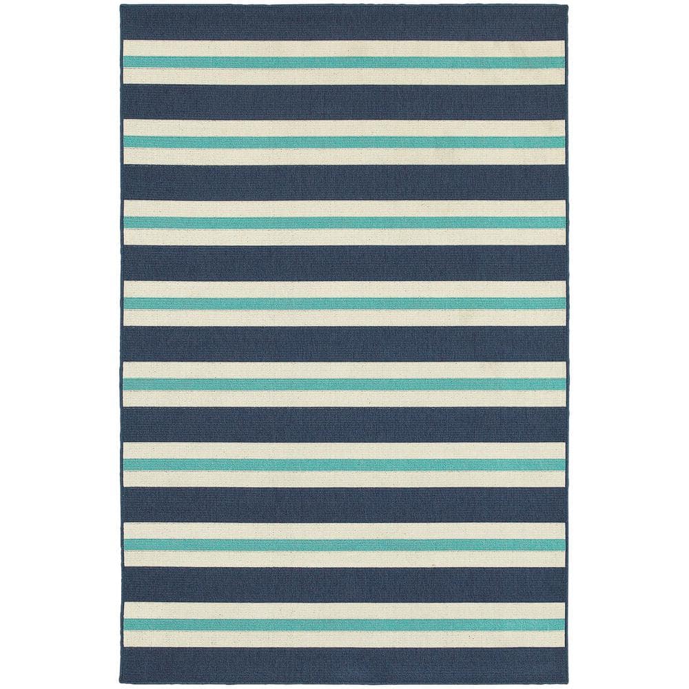 Home Decorators Collection Carlton Navy 4 ft. x 6 ft. Indoor/Outdoor ...