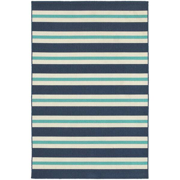 Carlton Navy 7 ft. x 10 ft. Indoor/Outdoor Patio Area Rug