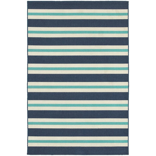 Carlton Navy 8 ft. x 11 ft. Indoor/Outdoor Patio Area Rug