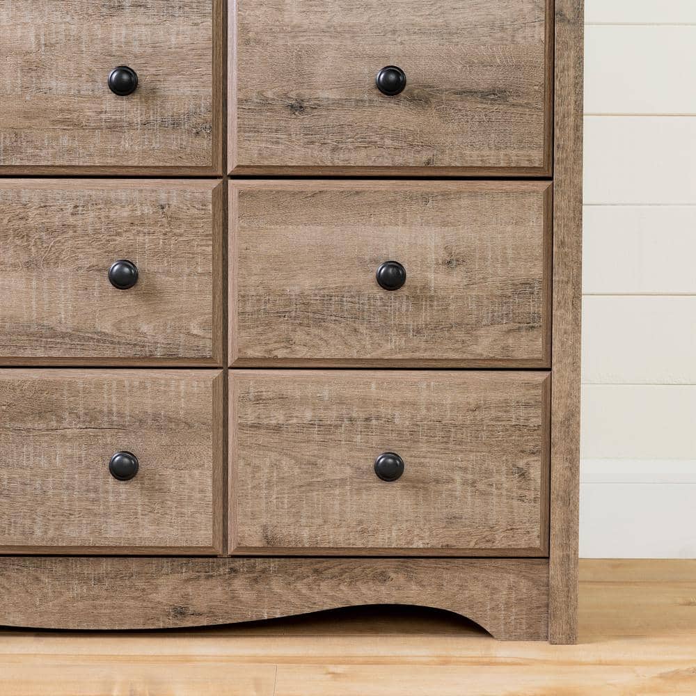 Weathered Oak 6-Drawer Changing Table Dresser