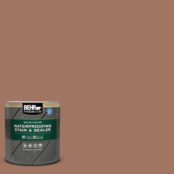 BEHR PREMIUM 1 qt. #PFC-14 Iron Ore Solid Color Waterproofing Exterior Wood Stain and Sealer