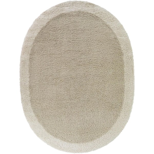 Odelle Beige 5 ft. 3 in. x 6 ft. 11 in. Oval Solid Border Area Rug