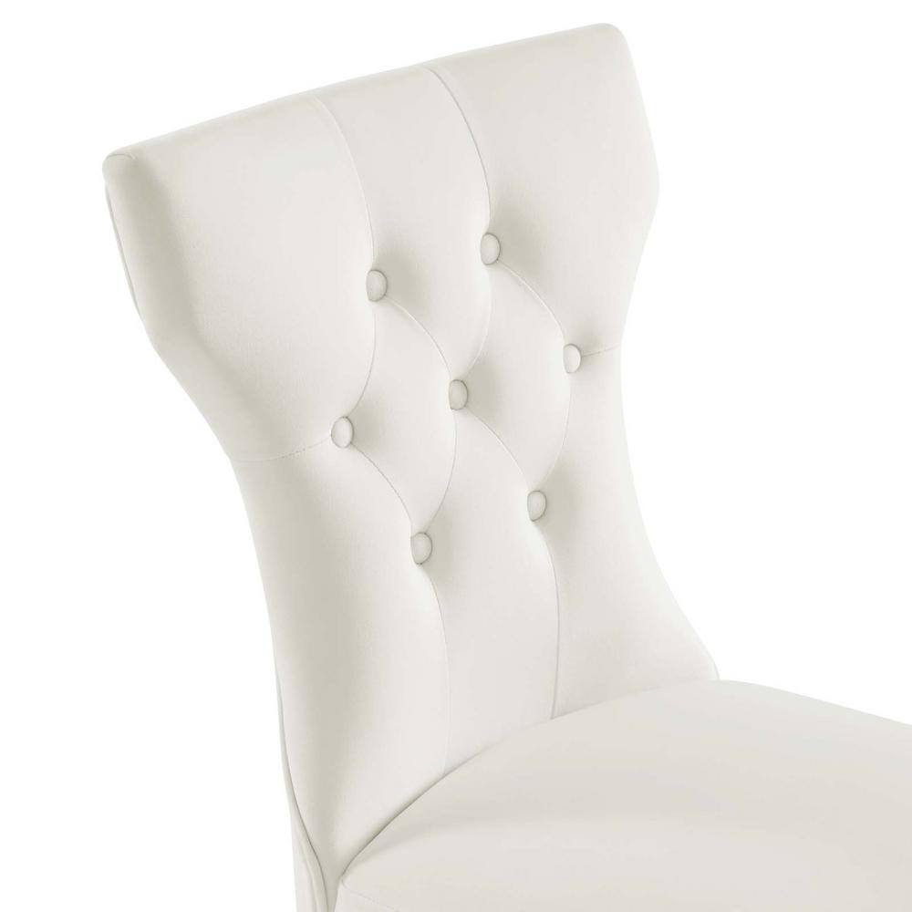 Elegant Hourglass White Faux Leather Parsons Side Chair