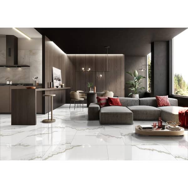 Pure Harmony 24 in. x 48 in. Polished Porcelain Marble Look Floor and Wall Tile (16 sq. ft./Case)
