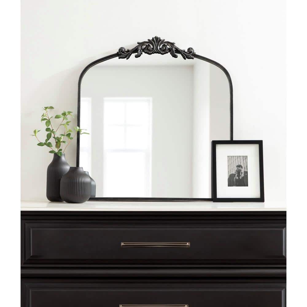 Arendahl Black Ornate Rectangular Wood Wall Mirror, 28" x 30"