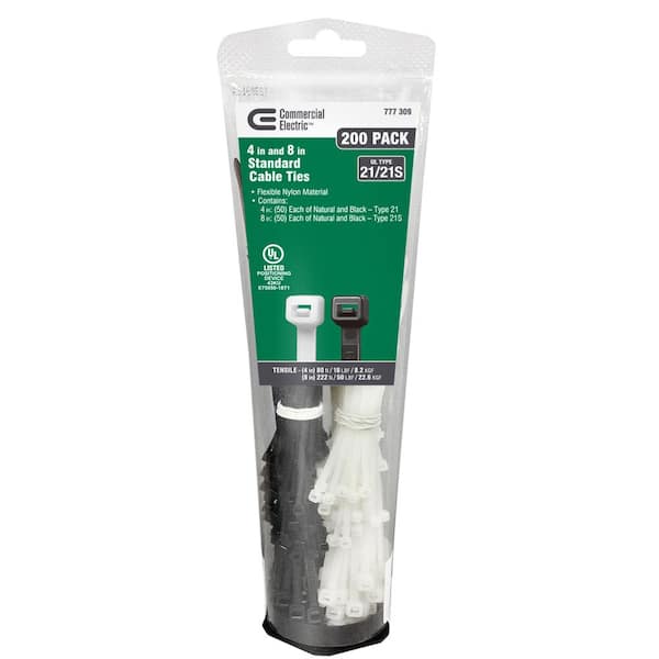 Commercial Electric 4 in. and 8 in. Cable Tie Tube (200-Pack)