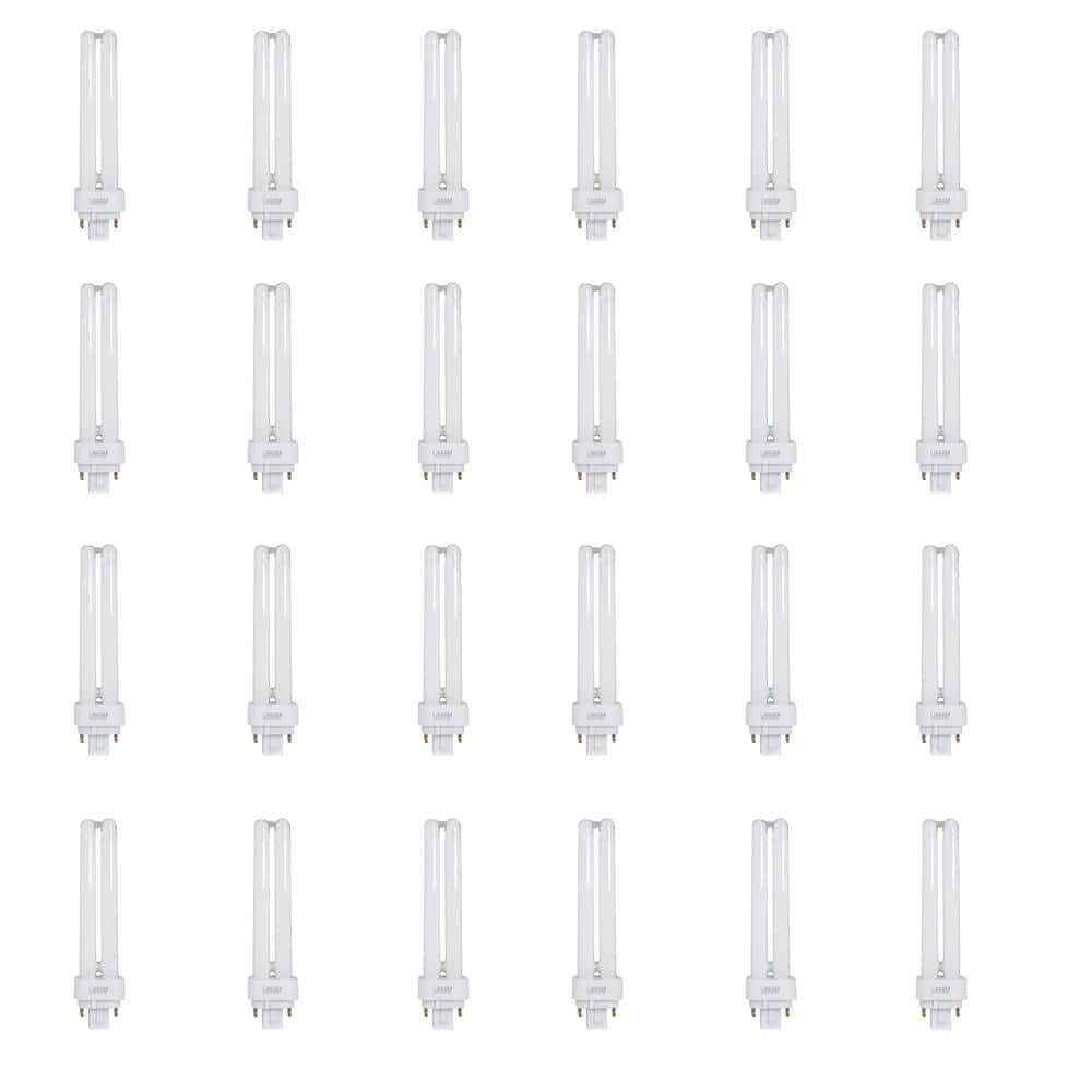 Feit Electric 18W Equiv PL CFLNI Quad Tube 4-Pin Plug-in G24Q-2 Base  Compact Fluorescent CFL Light Bulb, Soft White 2700K (24-Pack)  BPPLD18E/HDRP/24 -