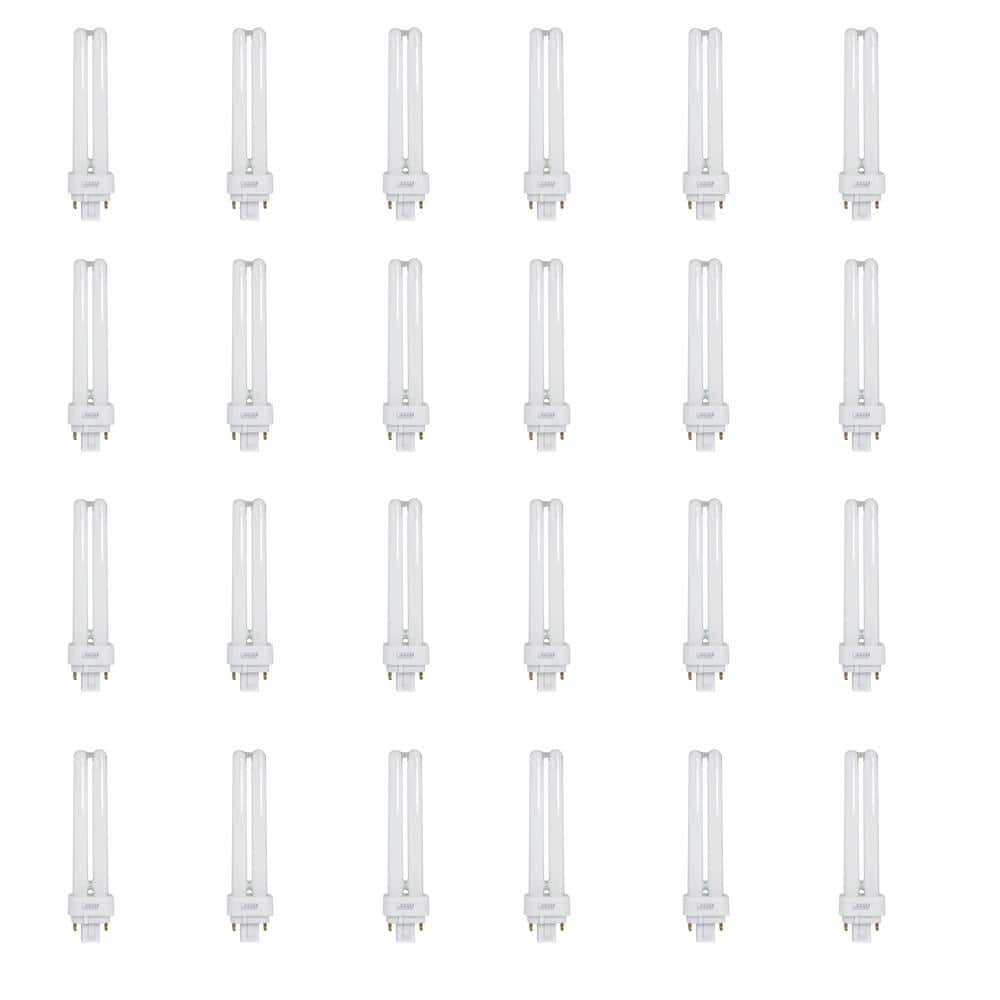 Feit Electric 18W Equiv PL CFLNI Quad Tube 4-Pin Plug-in G24Q-2 Base Compact Fluorescent CFL Light Bulb, Soft White 2700K (24-Pack)