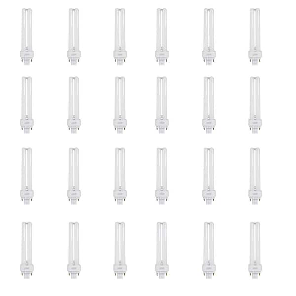 Feit Electric 18W Equiv PL CFLNI Quad Tube 4-Pin Plug-in G24Q-2 Base Compact Fluorescent CFL Light Bulb, Soft White 2700K (24-Pack)