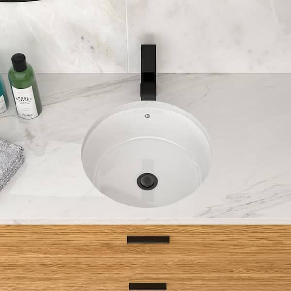 cadeninc 15.75 in. x 15.75 in. White Ceramic Round Undermount