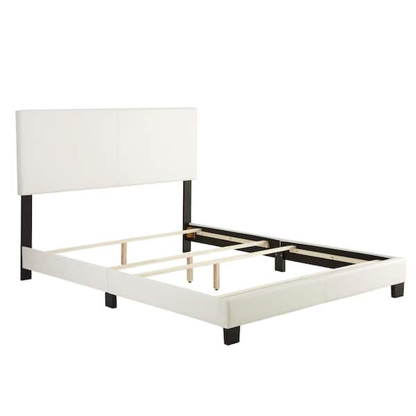 Florence Upholstered Faux Leather Platform Bed, Queen, White