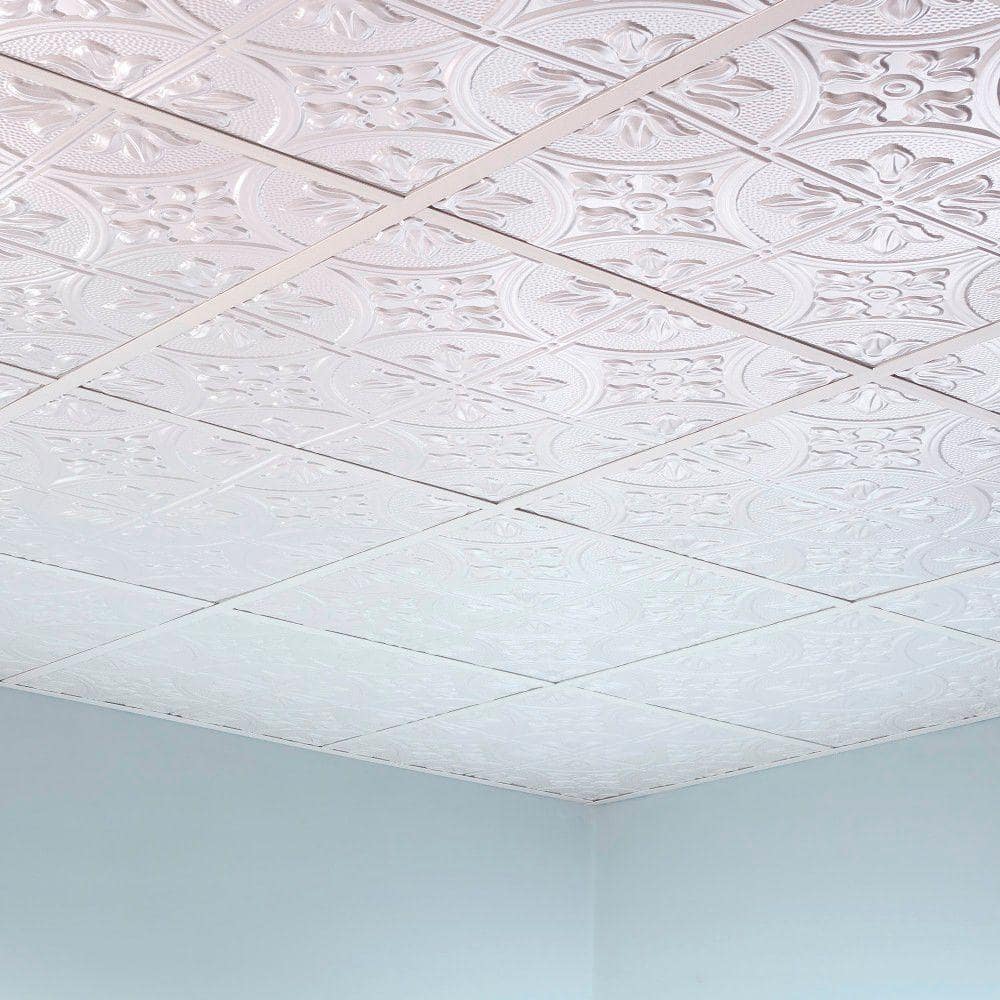 Matte White 24'' x 24'' Decorative Vinyl Ceiling Tiles
