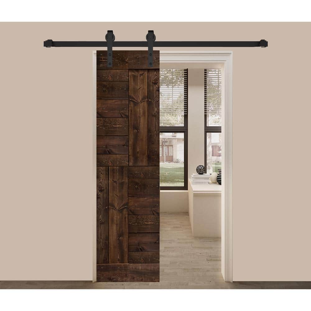 Kona Coffee Solid Wood Textured Sliding Barn Door Slab, 24" x 84"