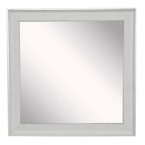 34 in. W x 34 in. H Framed Square Bathroom Vanity Mirror in Ivory
