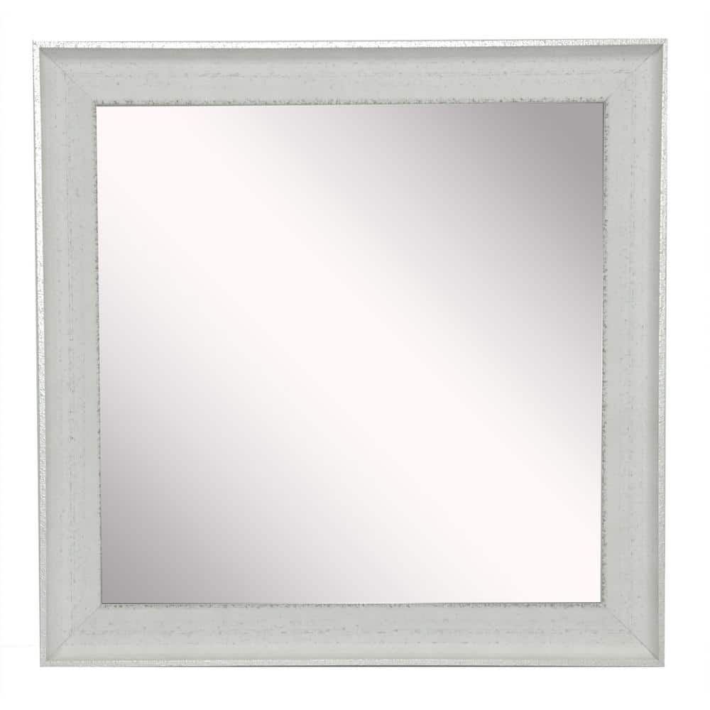 30.5 in. x 30.5 in. Vintage White Square Vanity Wall Mirror S056ML