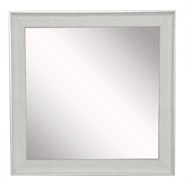 Unbranded 12 in. W x 12 in. H Framed Square Bathroom Vanity Mirror in Ivory