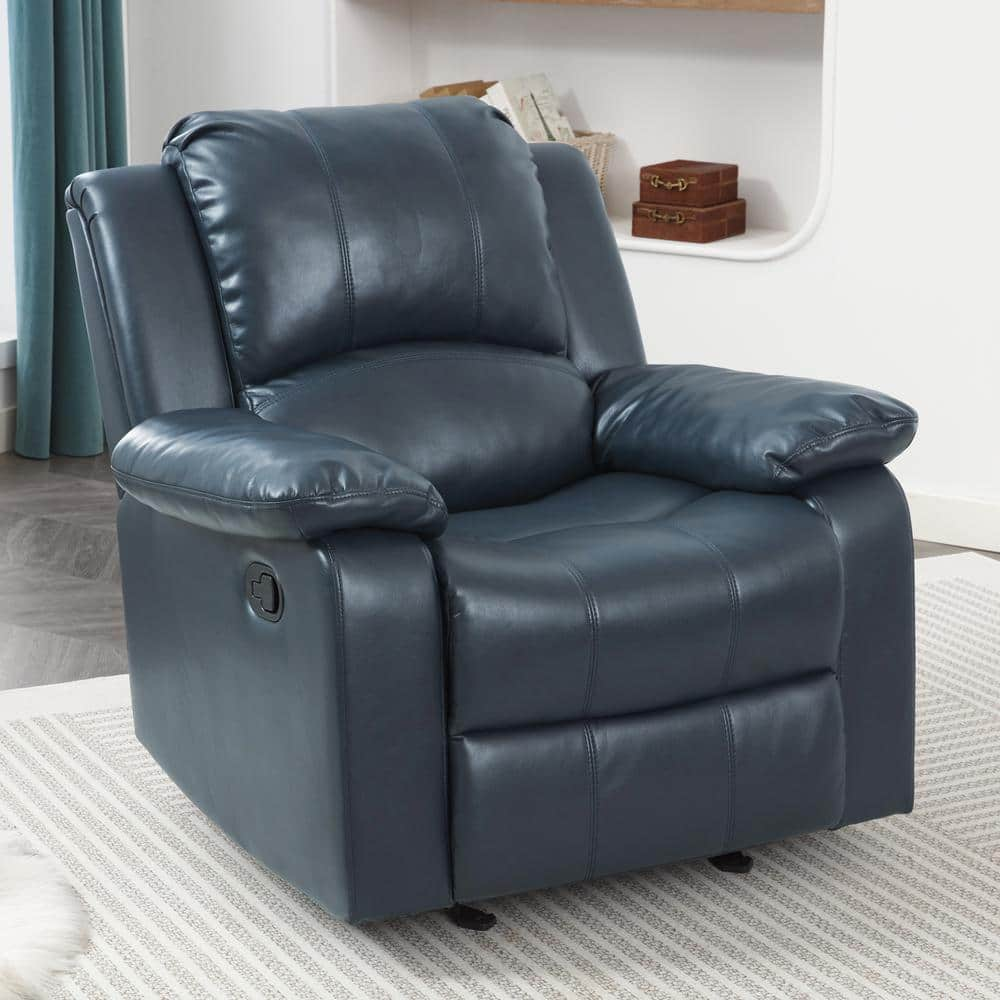  Clifton Midnight Blue Faux Leather Glider Recliner