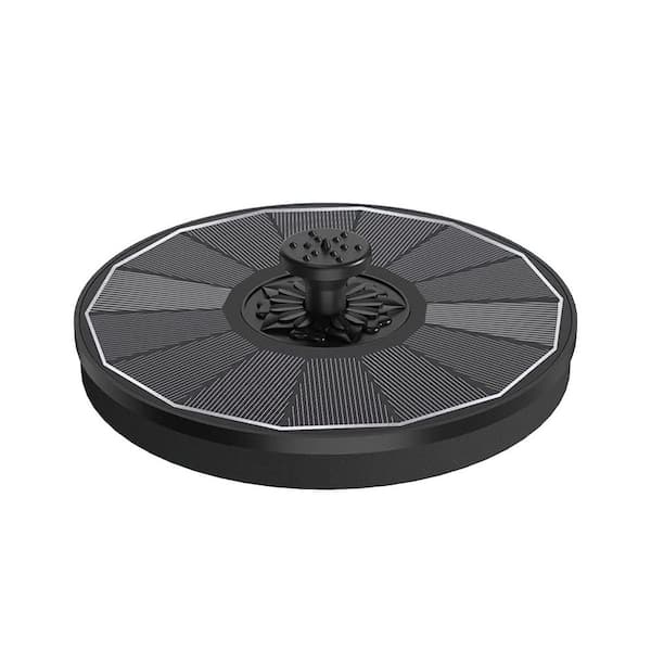 Solar Bird Bath Fountain with Glass Panel 8 Nozzle Water Spraying Cloudy Day Mode Fixer for Garden Black