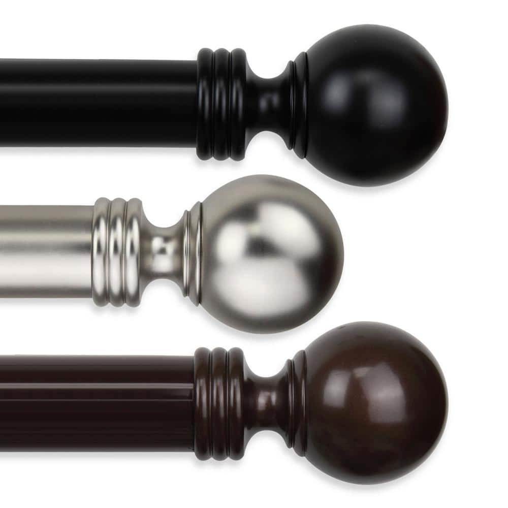 Rod Desyne Sphere 165 In 215 In Long 1 5 In Dia Single Curtain Rod In Black 150 04 165 2 The Home Depot