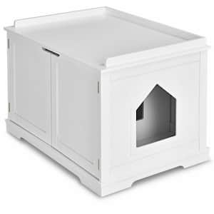 Cat Litter Box Enclosure with Double Doors for Large Cat and Kitty in White