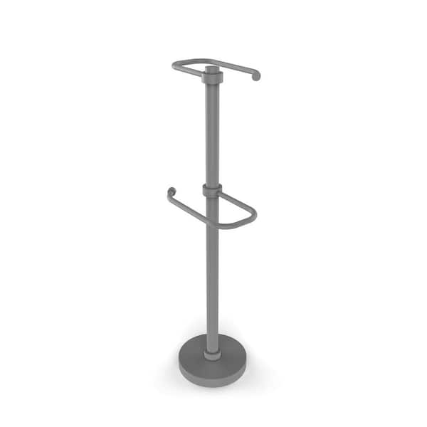 Allied Brass Free Standing 2-Roll Toilet Tissue Stand in Matte Gray