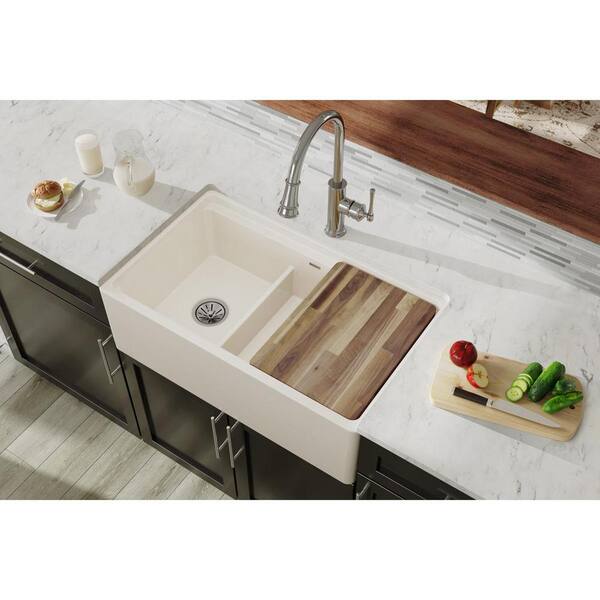 Reviews For Elkay Farmhouse A Front Fireclay 33 In Double Bowl Kitchen Sink Biscuit With Aqua Divide Swuf3320bi The Home Depot Elkay Farmhouse A Front Fireclay 33, 33 Reinhard Double Bowl Fireclay Farmhouse Sink