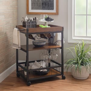 Austin Ash Veneer Kitchen Cart with Rolling Casters