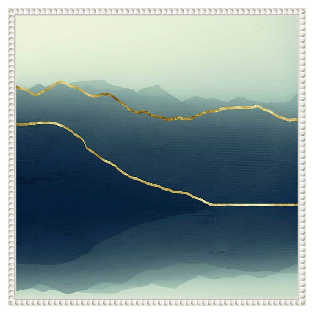 Gold Lined Abstract Mountain Framed Canvas Wall Art
