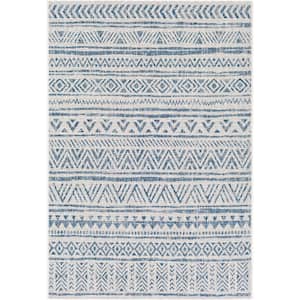 Eartha Blue/White 6 ft. 7 in. x 9 ft. Indoor/Outdoor Patio Area Rug