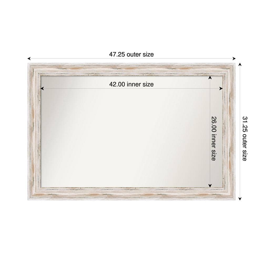 Alexandria Whitewash 47.25 in. x 31.25 in. Custom Non-Beveled Wood Framed Bathroom Vanity Wall Mirror price history on PriceWatchPro