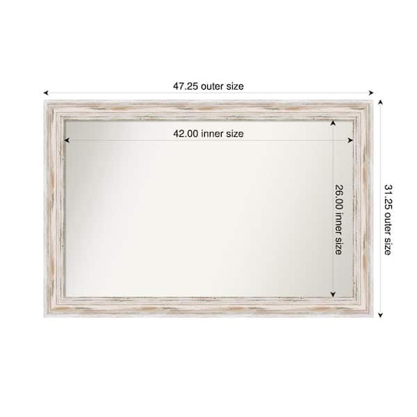 Amanti Art Alexandria Whitewash 47.25 in. x 31.25 in. Custom Non-Beveled Wood Framed Bathroom Vanity Wall Mirror
