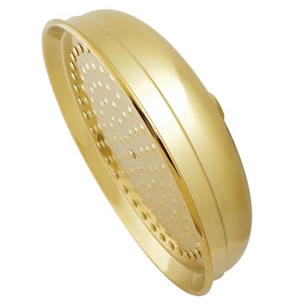 1-Spray 10 in. Single Wall Mount Fixed Rain Shower Head in Polished Brass