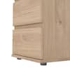 Close-up detail of the nightstand's lower drawer and right side corner.