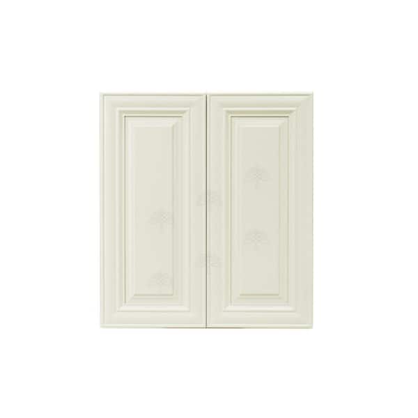 LIFEART CABINETRY Princeton Assembled 24 in. x 30 in. x 12 in. 2-Door Wall Cabinet with 2-Shelves in Off-White