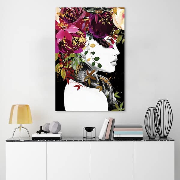 Empire Art Direct Women & Flowers Frameless Free Floating Tempered Glass  with Gold Covered Panel Graphic People Wall Art 48 in. x 32 in.  TMP-JP1127-3248 - The Home Depot