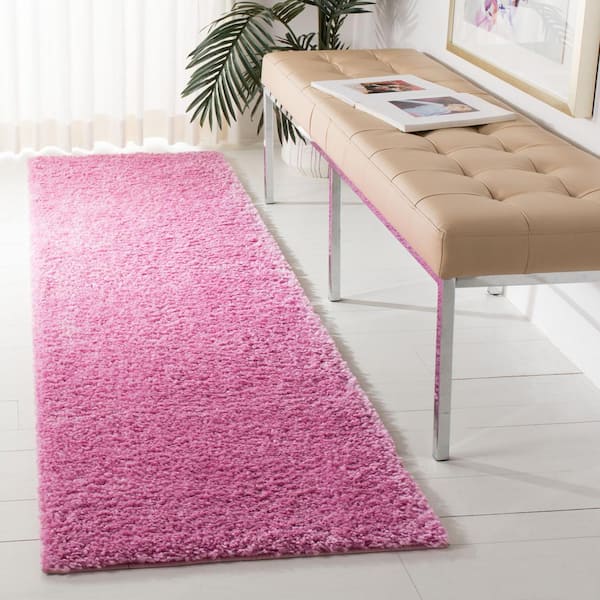 August Shag Pink 2 ft. x 12 ft. Solid Runner Rug