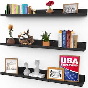 36 in. W x 7 in. D Black Wood Composite Decorative Wall Shelf