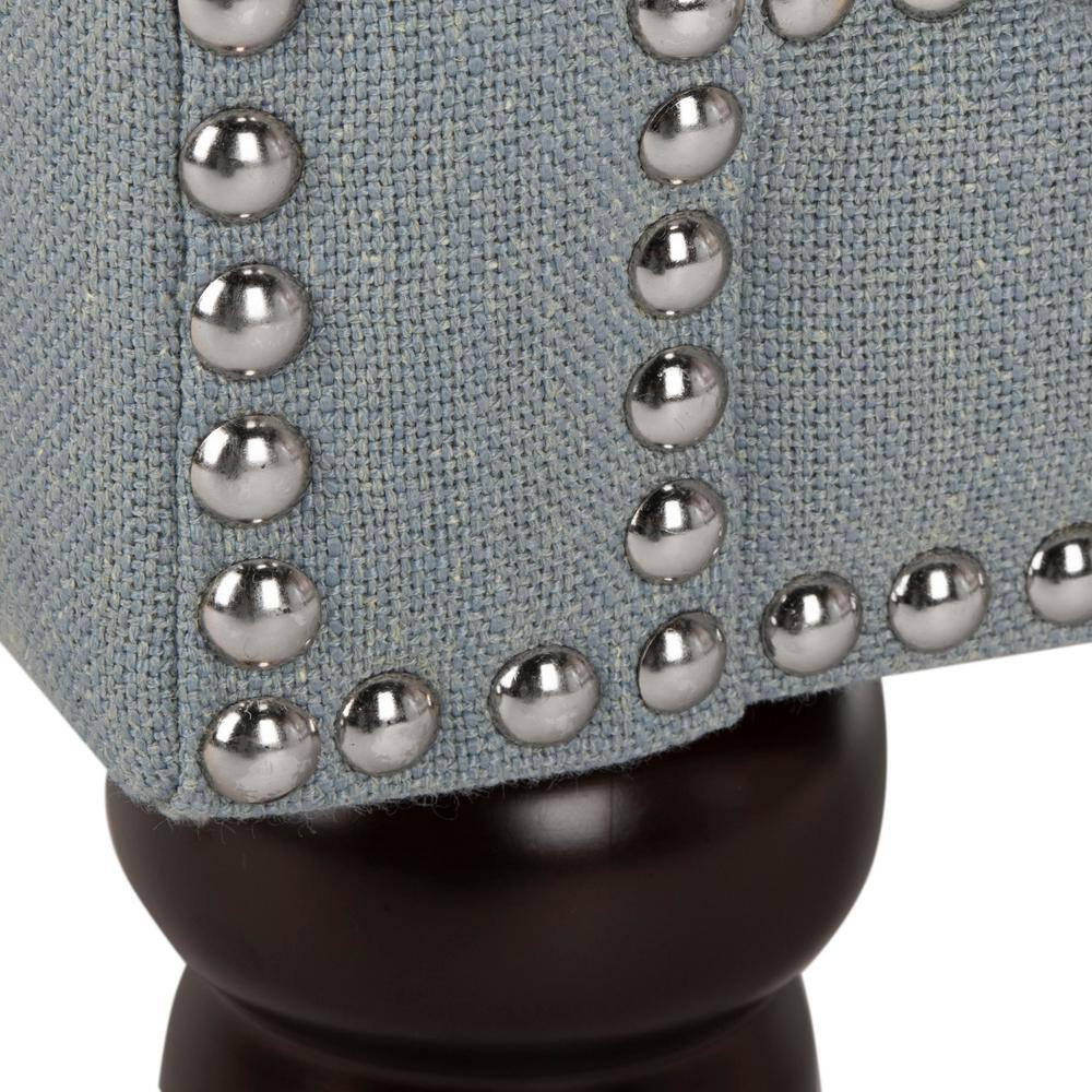 Sky Blue Linen Arm Chair with Nailhead Trim
