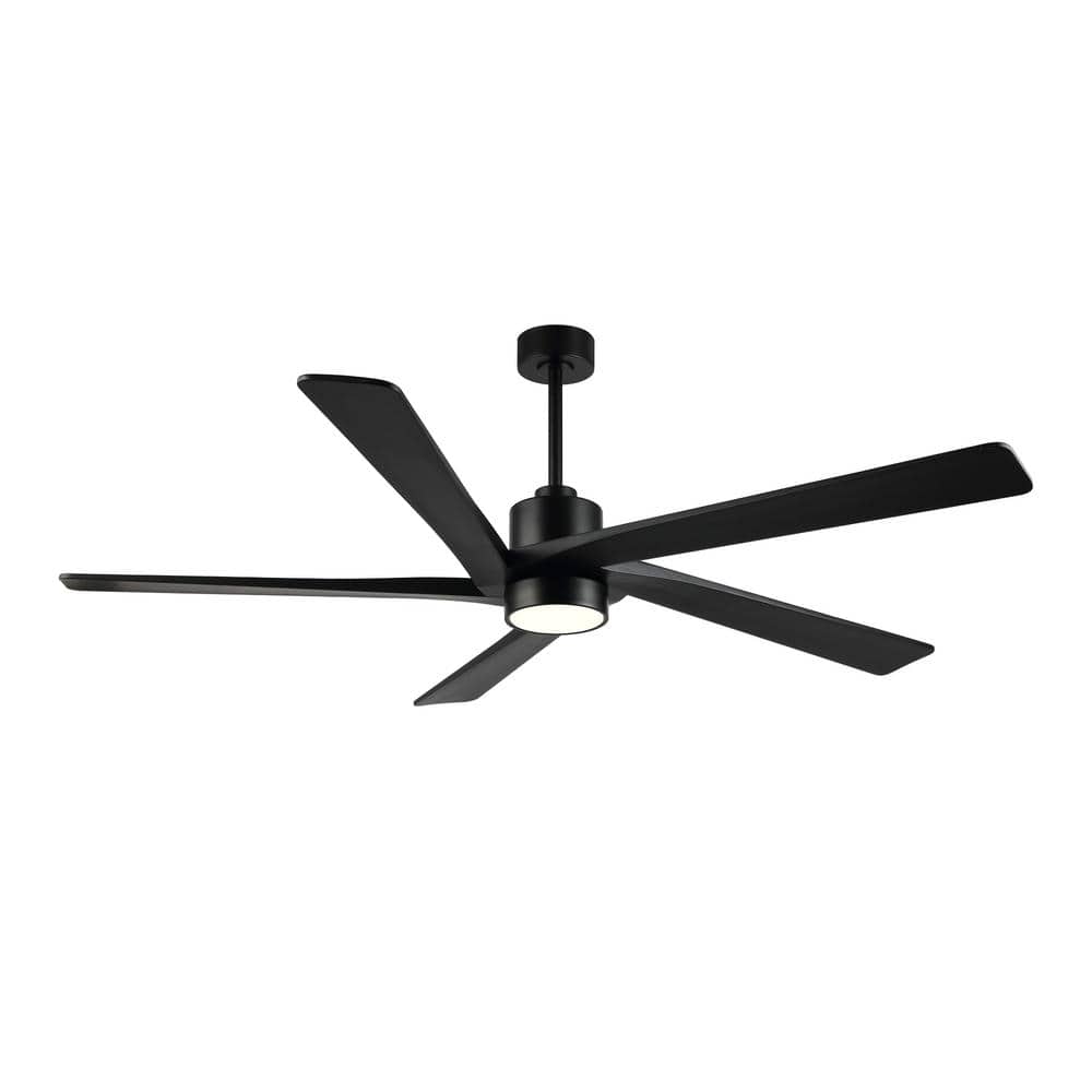 54" Matte Black Ceiling Fan with Light and Remote Control