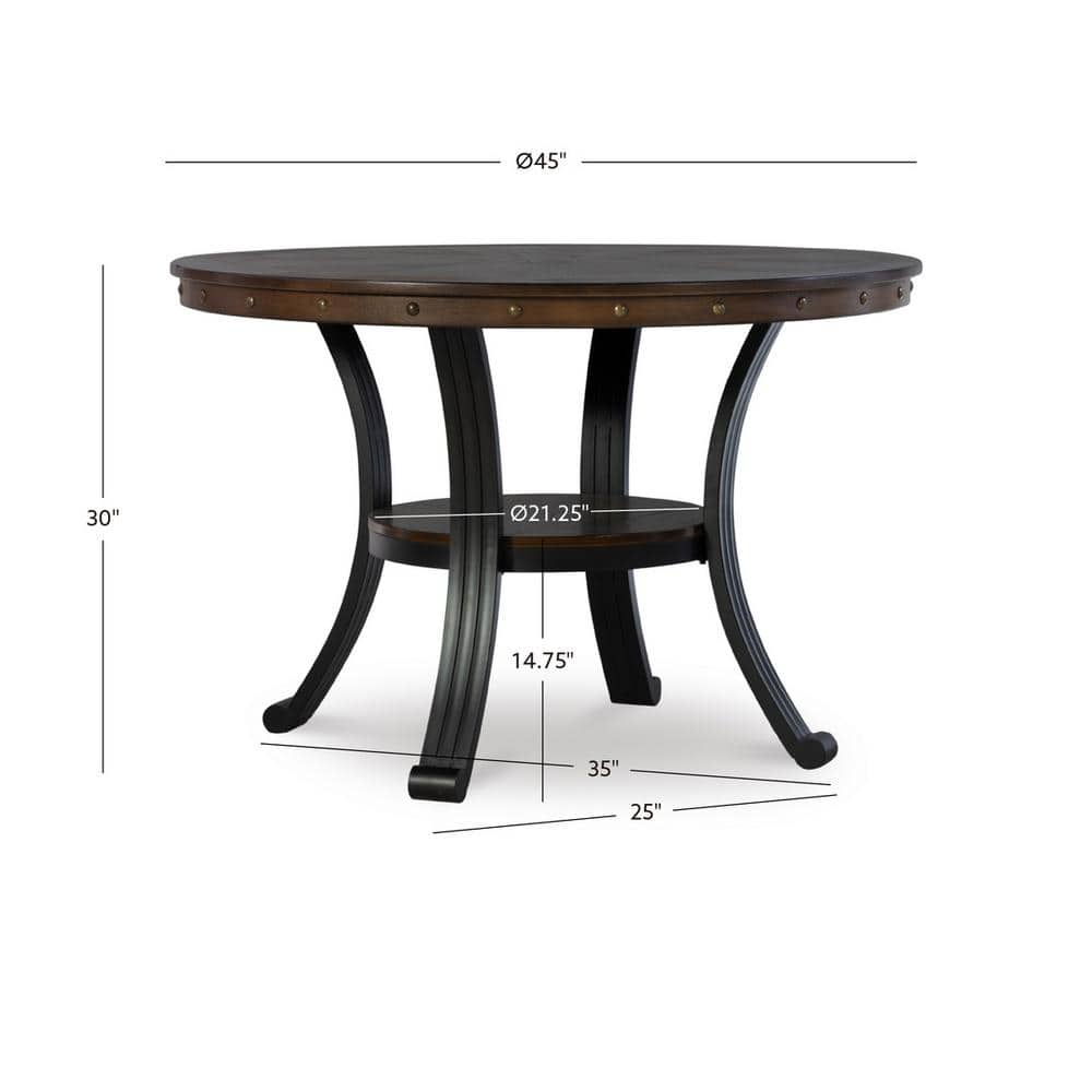 Franklin Round Rustic Umber Wood and Metal Dining Table
