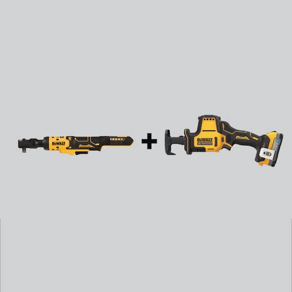DEWALT Atomic 20-Volt MAX Cordless Brushless Compact Reciprocating Saw   Atomic 3/8 in. Ratchet with 1.7 Ah Battery  Charger DCF513BWCS369E1 The  Home Depot