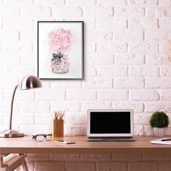 Stupell Pink Flower Perfume Fashion Glam Design Framed Wall Art - 16 x 20 - White