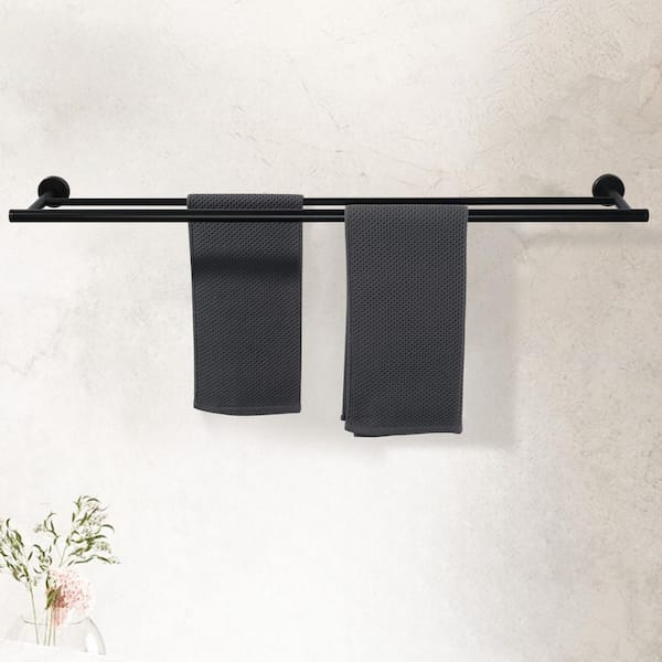 1-Pack 36 in. Wall Mounted Double Towel Bar Bath Hardware Accessory in Oil Rubbed Bronze