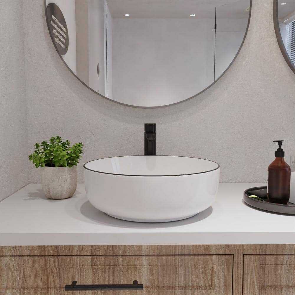 Symmetry 16'' White Ceramic Circular Vessel Bathroom Sink