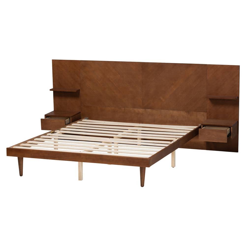 Graham Ash Walnut Queen Platform Bed with Storage and Nightstands