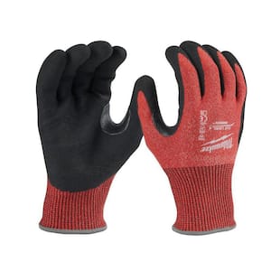 Large Red Nitrile Level 4 Cut Resistant Dipped Work Gloves