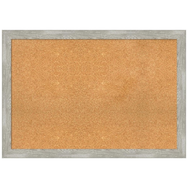Amanti Art Dove Greywash 39.50 in. x 27.50 in. Narrow Framed Corkboard Memo Board