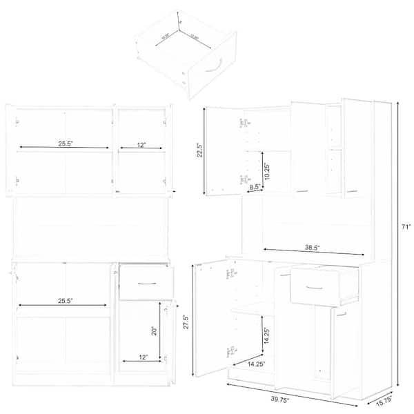 Basicwise QI003952L Kitchen Pantry Storage Cabinet with Drawer, Doors and Shelves, White